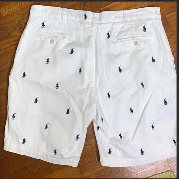 POLO by Ralph Lauren white Shorts w Navy Ponies 36 - Picture 4 of 8